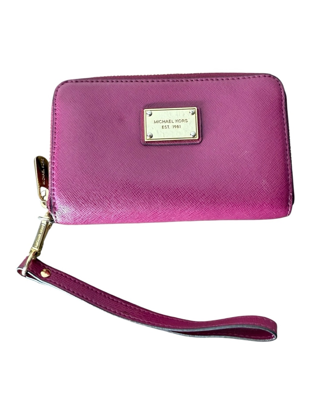 MICHAEL KORS Magenta Pink Jet Full Wristlet Wallet Saffiano Leather Zipper
